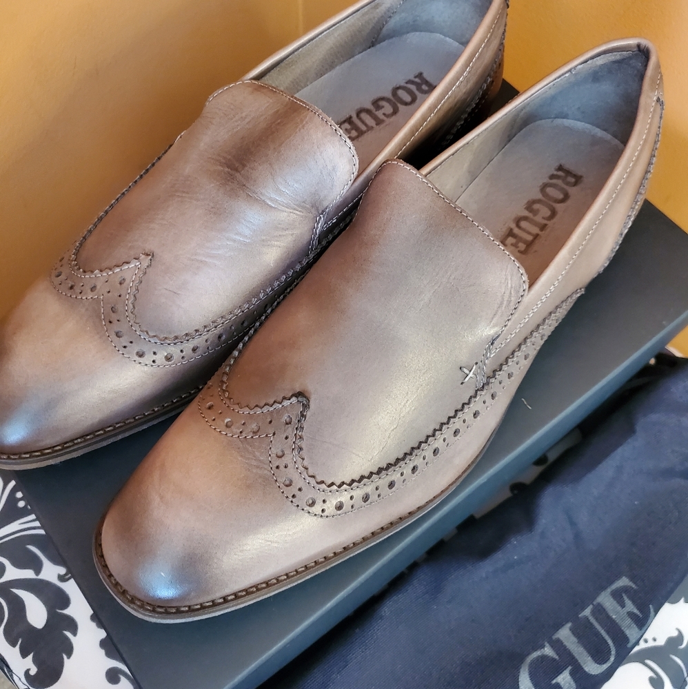 ROGUE Men's Tan Leather Shoes, NEW
